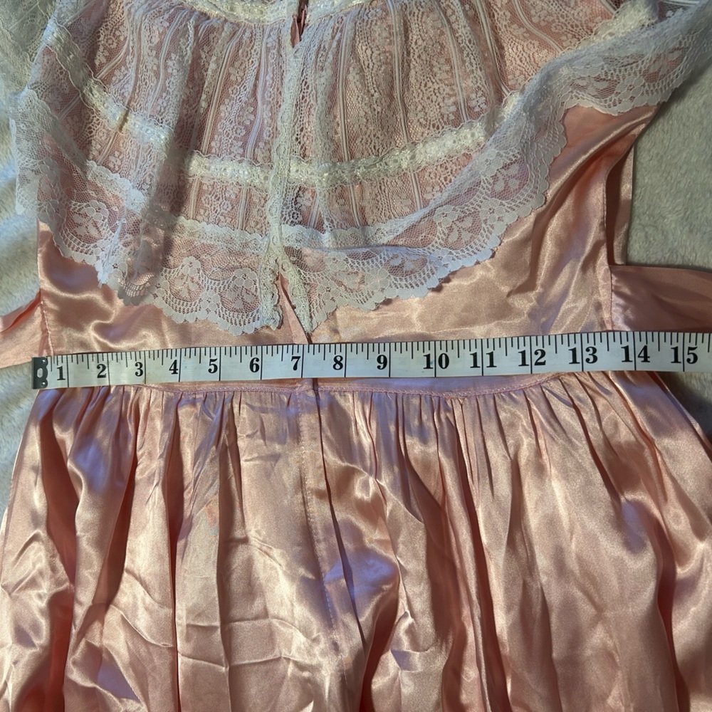 Vintage 1970’s 80’s Gold Label Gunne Sax Dress Peach Pink Lace Satin Size 9 - Picture 17 of 17